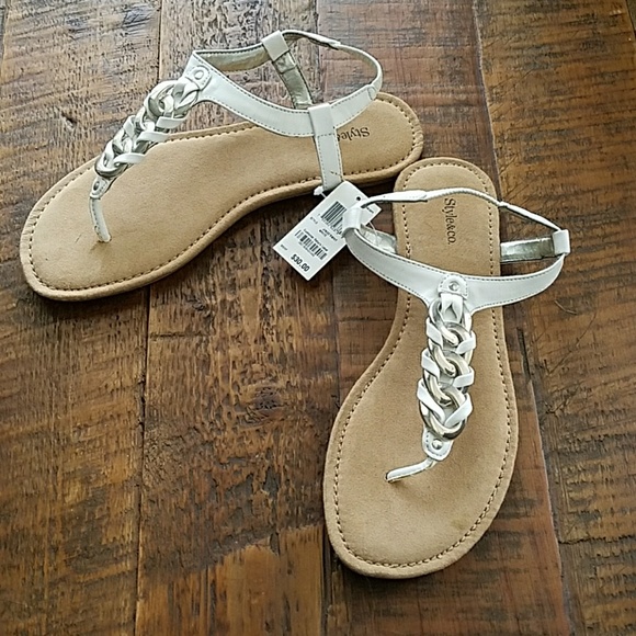 Style & Co. Shoes - White and Silver Strappy Flat Sandals Size 6